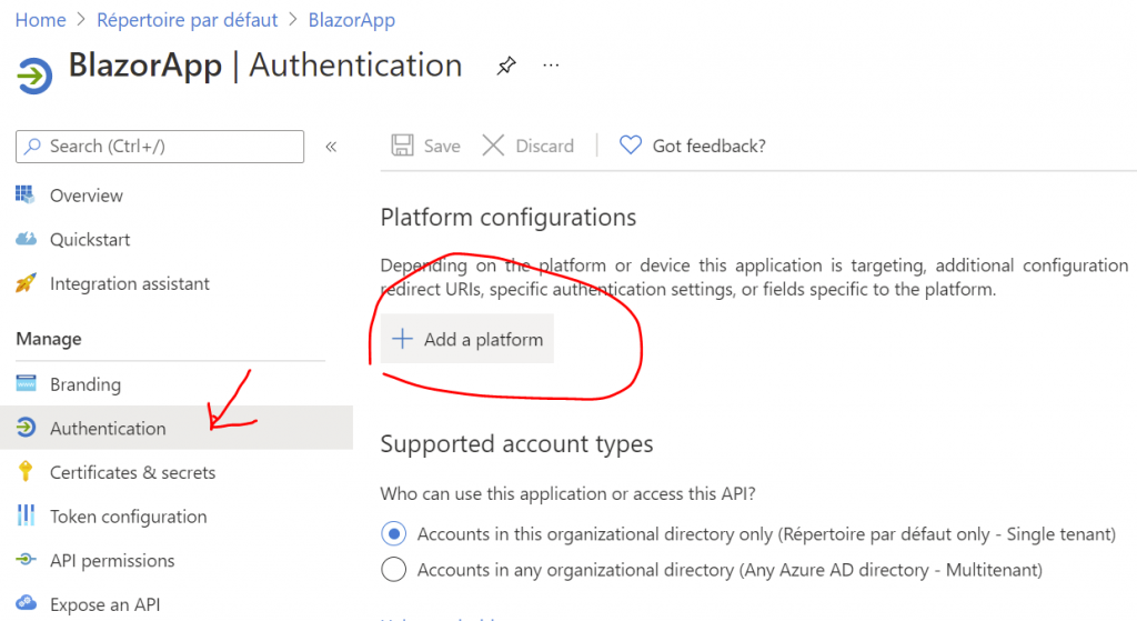 intégrer authentification Azure AD