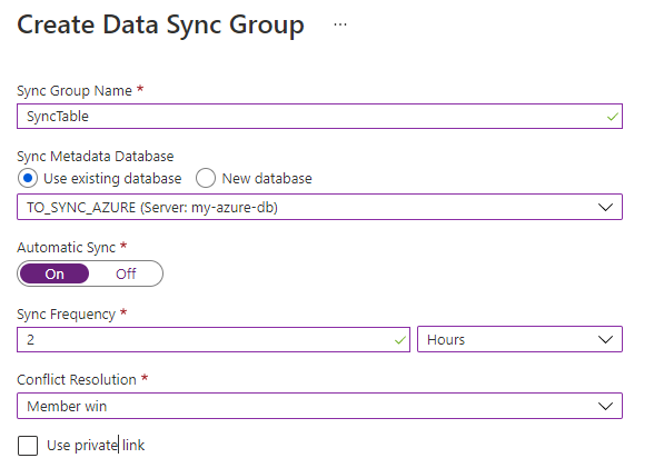 create data sync group