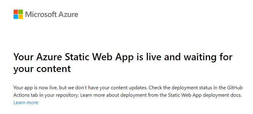 static web app url